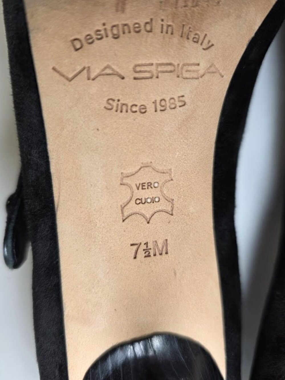 Via Spiga Black Suede Pointed Toe Mary Jane Heels 7.5 - Picture 8 of 9